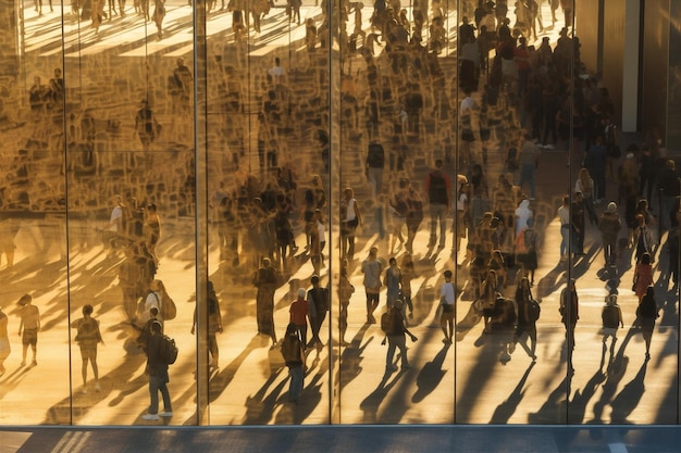 Geschäftsstadtmenschen bauen Tourismus Sonnenuntergang modernes Wahrzeichen Stadtarchitektur Generative KI