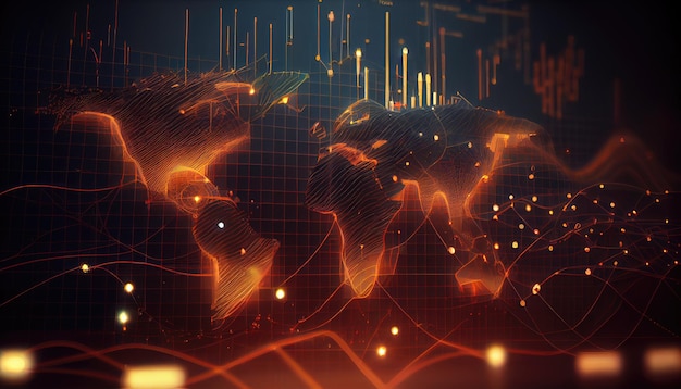 Geschäftswachstumsdiagramm Wirtschaftliche globale Karte der Welt