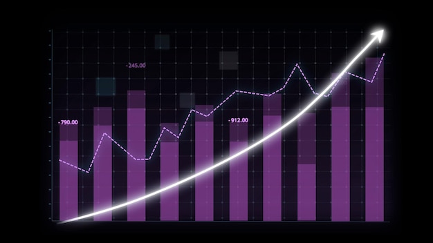 Geschäftswachstumskonzept in anspielungsreichem Diagramm, das den Marketingverkaufsgewinn zeigt, der in die Zukunft steigt