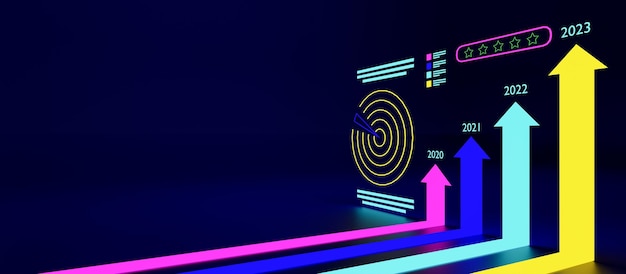 Geschäftswachstumskonzept zeigen Marketing-Graphik analysieren Börsenveränderungen mit erreichen das Ziel Marketing