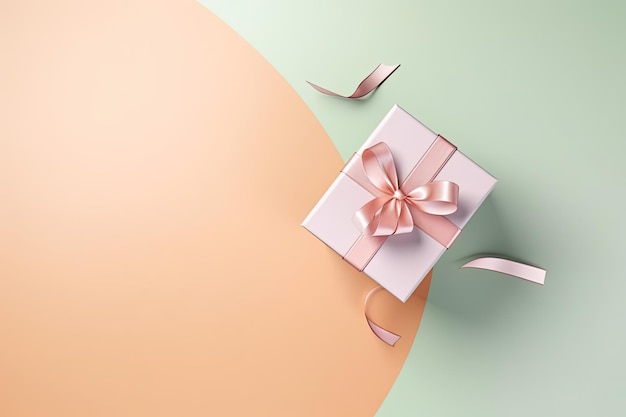 Geschenkbox-Attrappe mit minimalistischem pastellfarbenem Hintergrund und freiem Platz für Text