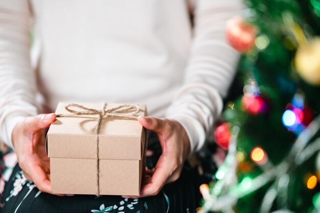 Geschenkbox für Weihnachten und Neujahr Urlaub Hintergrund