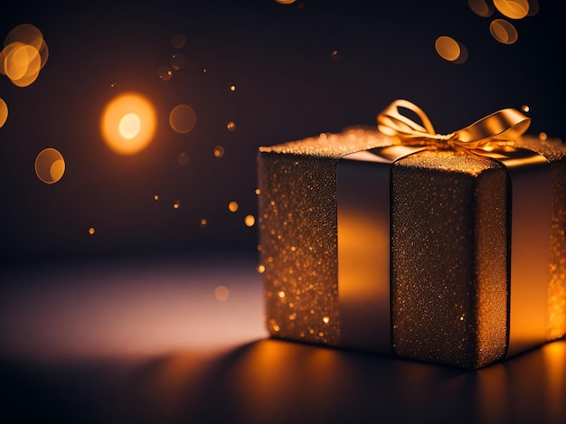 Geschenkbox mit Bokeh-Hintergrund