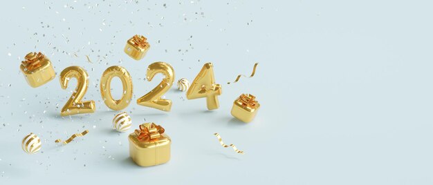 Geschenkbox mit goldenem Zahlenschild 2024