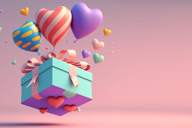 Geschenkbox mit Herzballons
