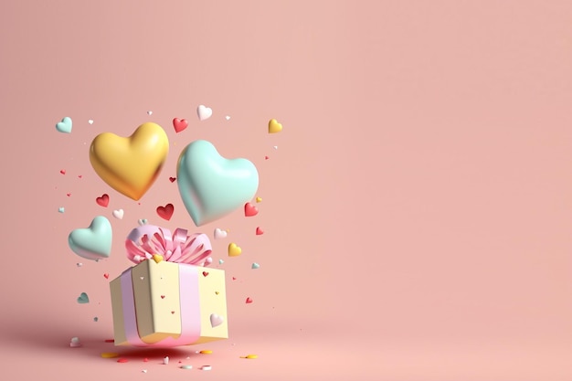 Geschenkbox mit Herzballons