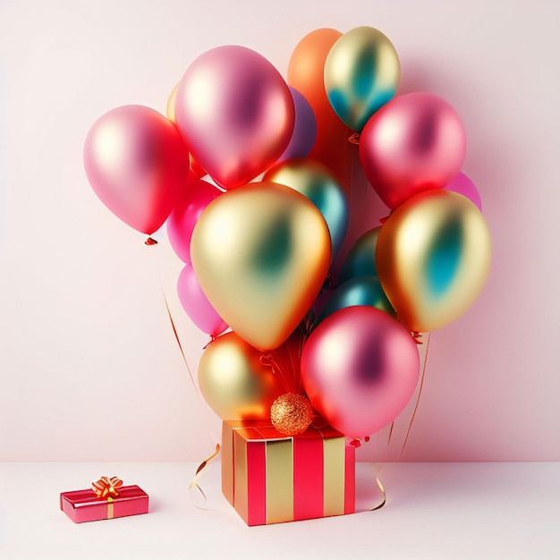 Geschenkbox mit Luftballons