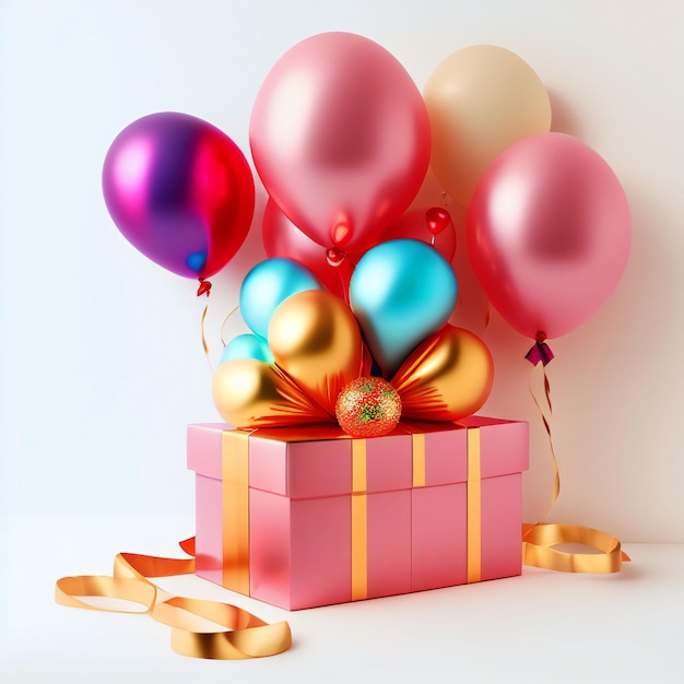 Geschenkbox mit Luftballons