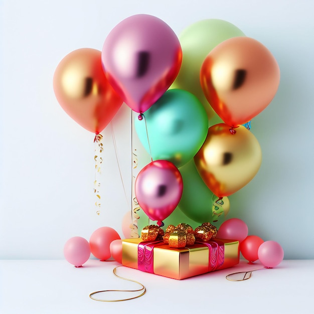 Geschenkbox mit Luftballons