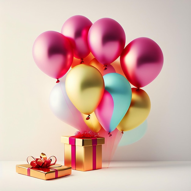 Geschenkbox mit Luftballons