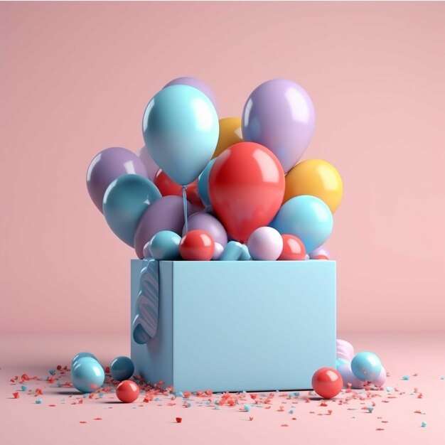 Geschenkbox mit Luftballons