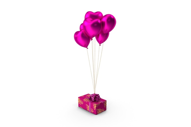 Geschenkbox Rosa Herzballons