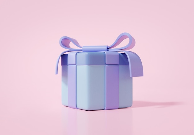 Geschenkbox-Symbol auf rosa pastellfarbenem Hintergrund Feierkonzept minimaler Cartoon-Stil niedlich glatte 3D-Darstellung