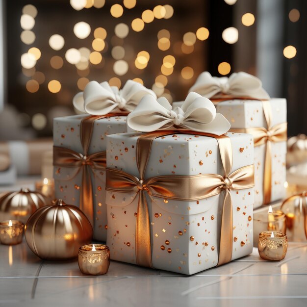 Foto geschenkboxen frohe weihnachten, heiraten, neujahr, geburtstag, generative ki