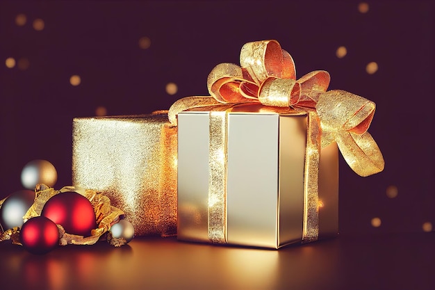 Geschenkboxen mit Weihnachtsgeschenken in Papier eingewickelt