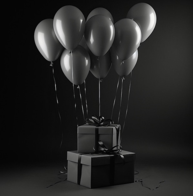 Geschenke mit Luftballons im Stil des Black Friday