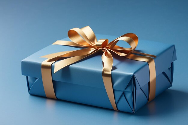 Geschenkkiste in blauem Papier auf blauem Hintergrund