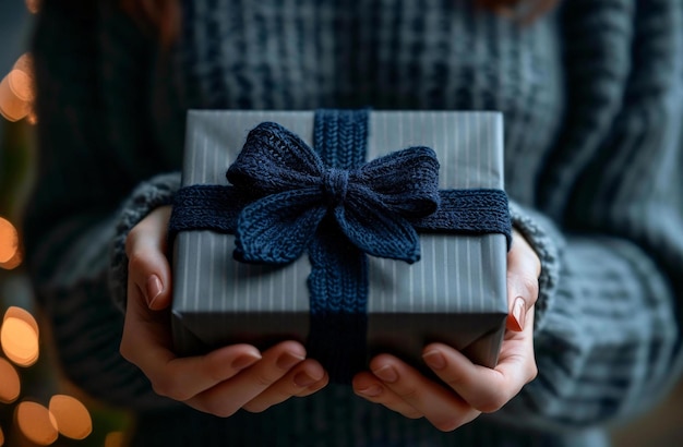 Geschenkkiste in der Hand, die Geschenkküste in der Hand hält