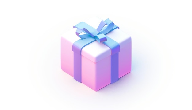 Geschenkkiste mit blauem Band auf weißem Hintergrund