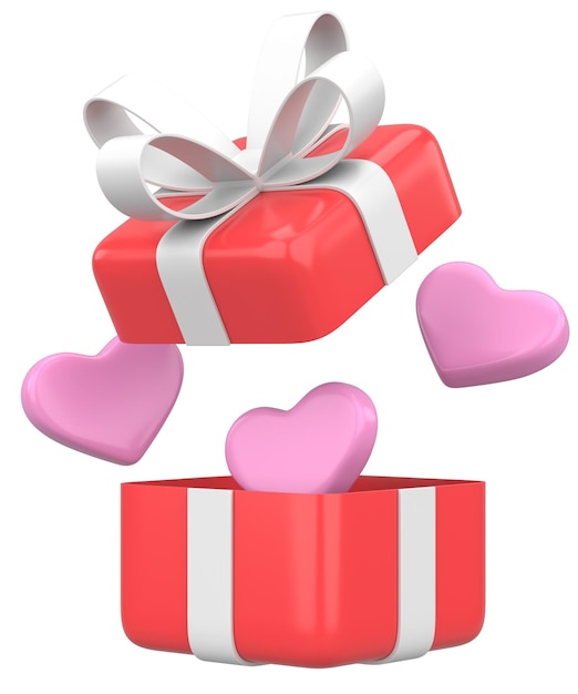 Geschenkkiste mit Mini-Herz 3D-Illustration