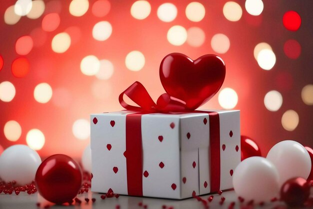 Geschenkkiste mit rotem Herz Geschenkkaste mit rotem Band rote Geschenkkasse
