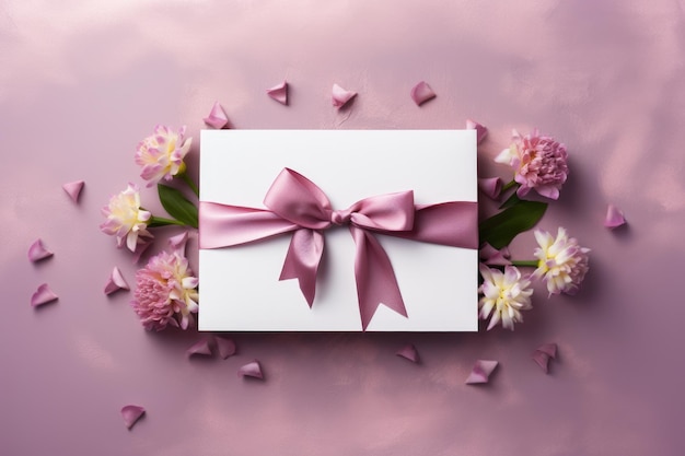 Geschenkkiste und Blumen auf hellem Hintergrund Geschenk für Valentinstag, Mutter- und Frauentag
