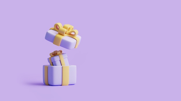 Geschenkkisten auf pastellviolettem Hintergrund Feiertagsdekoration Feierliches Geschenküberraschung 3D-Rendering