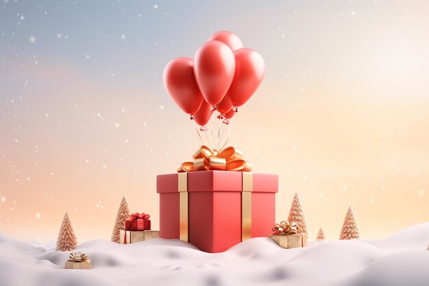 Geschenkkisten und Ballons farbenfrohe Weihnachtskonzept Feier Hintergrund generativ ai