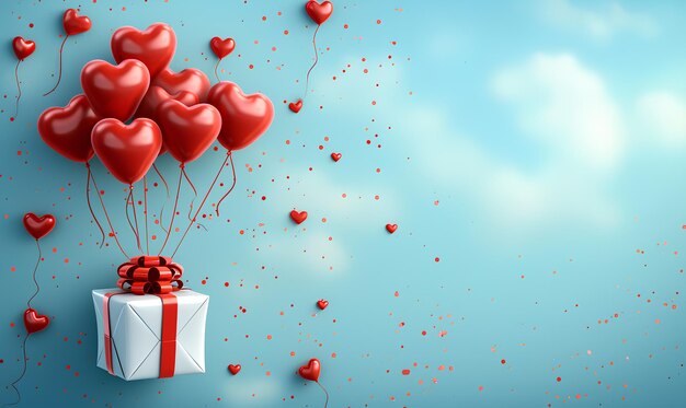 Geschenkkisten und rote Herzen mit Copyspace Valentinstag