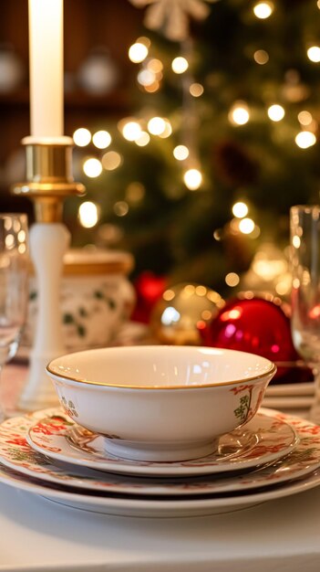 Geschirr- und Geschirrgeräte-Set für Winterferien, Familienessen, Weihnachtsgeschirr-Dekorationen für Feiertage im englischen Landhaus, Geschenk-Set und Home-Styling