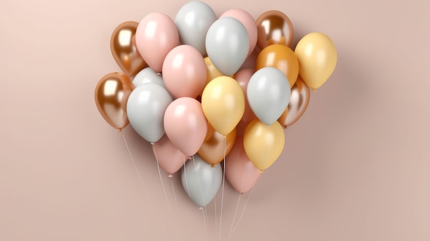 Geschlechtsspezifische Partyballons in neutralen Farben auf einem einfachen Hintergrund, der von KI generiert wurde