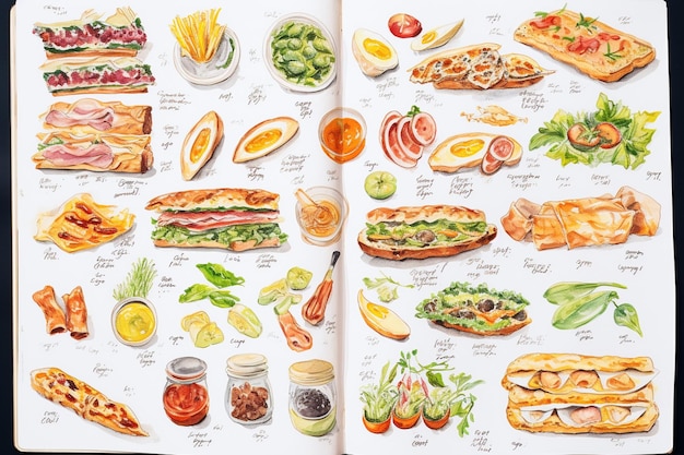 Geschmackvolle Sketchbuch-Lebensmittelzeichnung