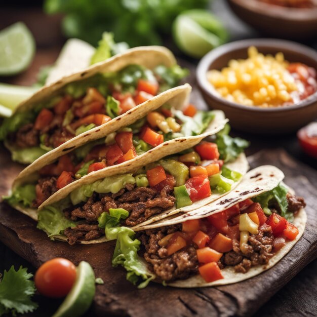 Geschmackvolle Tacos mit gewürztem Rindfleisch und frischer Salsa