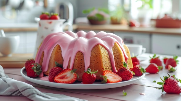 Geschmackvoller Bundt Erdbeerkuchen