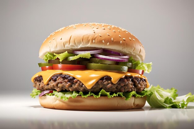 Geschmackvoller Burger isoliert auf weißem Hintergrund frischer Hamburger Fastfood mit Rindfleisch und Käse