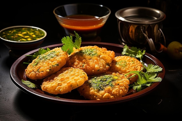 Geschmackvolles Moong Dal Kachori Indisches traditionelles gebratenes Essen Kachori Bildfotografie