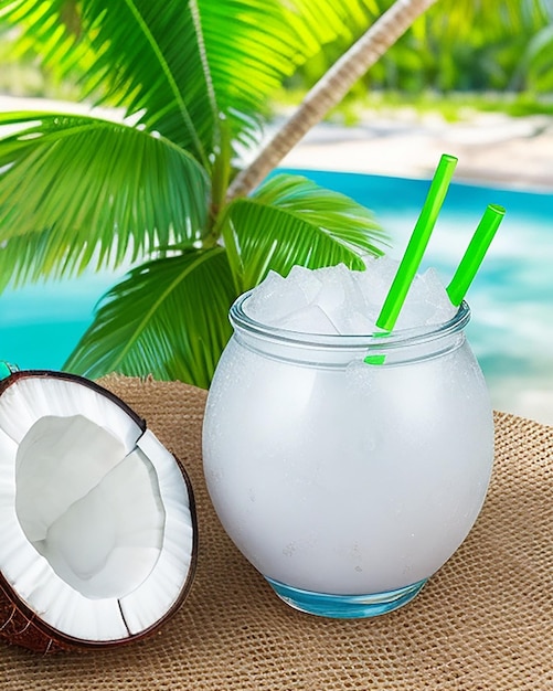 Geschmackvolles natürliches und gesundes frisches Kokosnusswasser mit
