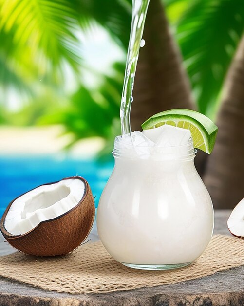 Geschmackvolles natürliches und gesundes frisches Kokosnusswasser mit