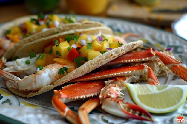 Geschmackvolles Rezept für Garnelen- und Krabbenbeine-Tacos mit würziger Ananassalze