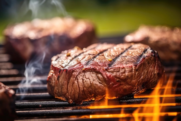 Geschmackvolles Steak mit Gewürzen auf dem Land