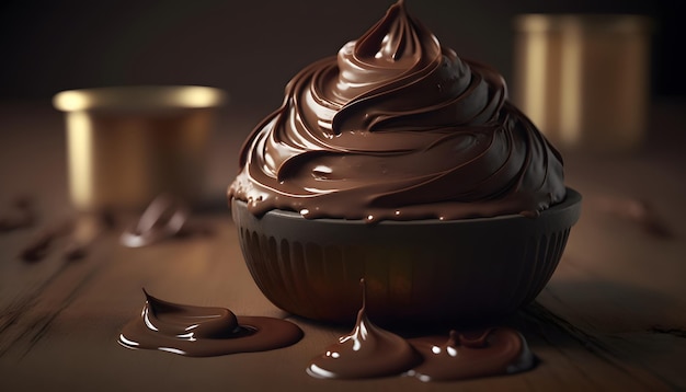 Geschmolzene dunkle Schokolade fließt, süßer Desserthintergrund