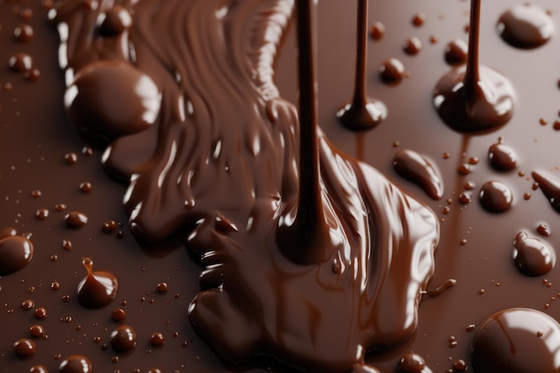Geschmolzene Schokolade mit tropfenden Tropfen in einer wirbelnden Form