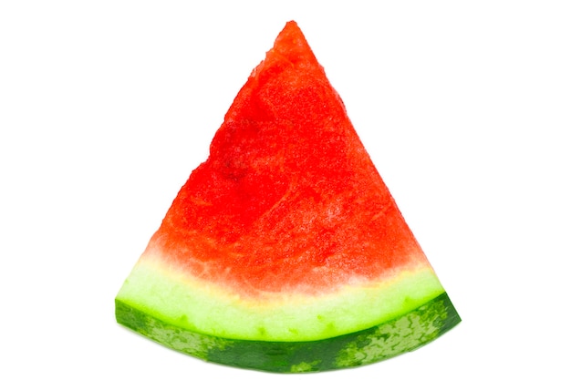 Geschnitten von der Wassermelone lokalisiert auf weißem Hintergrund.