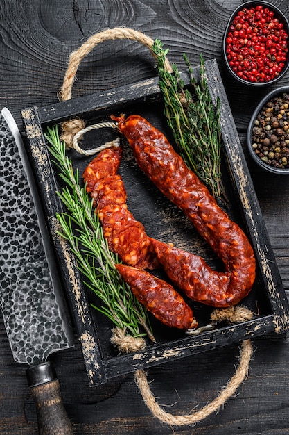 Geschnittene Chorizo-Salami, traditionelle spanische Chorizo-Wurst