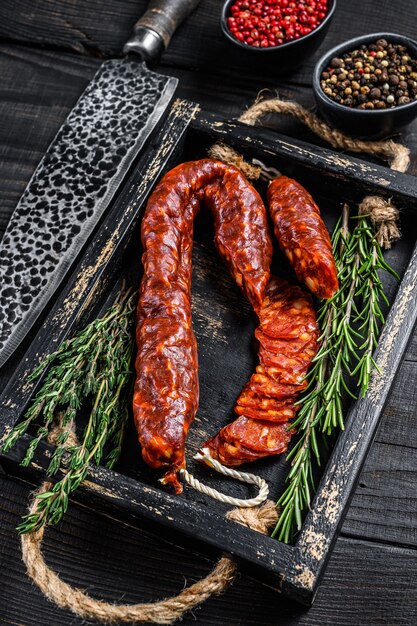 Geschnittene Chorizo-Salami, traditionelle spanische Chorizo-Wurst