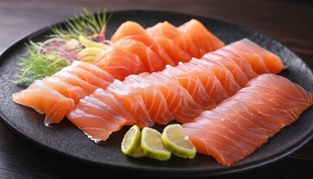 Geschnittener Lachs Sashimi japanisches rohes Essen köstliche Speisekarte