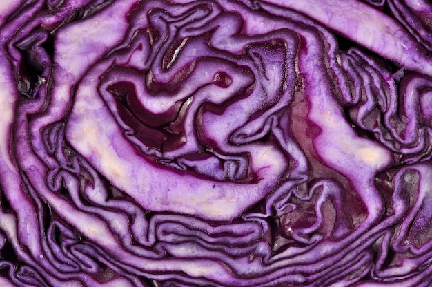 Geschnittener Rotkohl hautnah