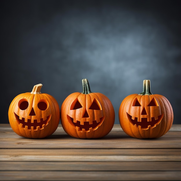 Foto geschnitzter halloween-kürbis auf der veranda draußen abendlichter professionelle farbkorrektur mit weichem schatten