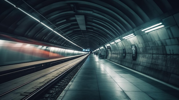 Geschwindigkeitsbewegung im Stadtautobahn-Straßentunnel, KI generiert