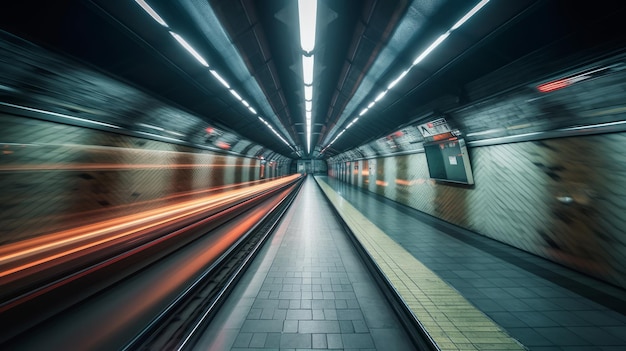 Geschwindigkeitsbewegung im Stadtautobahn-Straßentunnel, KI generiert